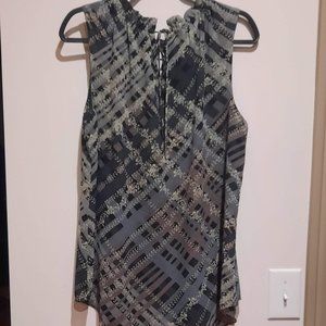 CAbi #3451 Graph Blouse Grey Trellis SzL